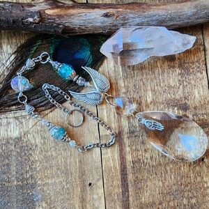 Angel Suncatcher Hanging Crystal Celtic Heart Wings Glass Beaded Window Jewelry